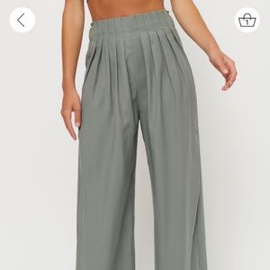 Blue-Green Wide Leg Pants